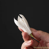 5.5cm Ceramic Hand-kneaded Magnolia Flower Tea Pet Tea Rack Pen Holder Ornament 07FC0E-D4 - KOEEK