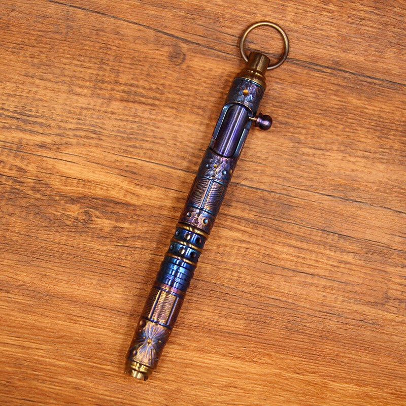 Titanium Alloy Ballpoint Pen EDC Handmade Keychain Pocket Signature Pen Gift 07FC0E-D4 - KOEEK