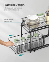2-Tier Pull Out Cabinet Organizers, Under Sink Organizer, Bathroom Organizer 07FC0E-D4 - KOEEK