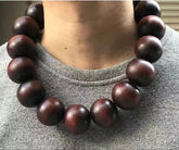40mm*18 Shaolin Temple Monk Blessing Men Necklace Natural Wood Big Round Beads 07FC0E-D4 - KOEEK