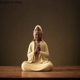 14cm Chinese Ceramic Guanyin Bodhisattva Handcarved Buddha Statue Zen Decoration 07FC0E-D4 - KOEEK