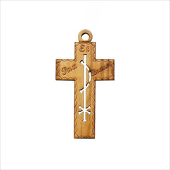 Italian Hand Carved Olive Wood Cross - For Pendant - Handicraft jewelry 07FC0E-D4 - KOEEK