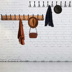 Wall-mounted coat rack, 38 9/16 inches long, 10 triple hooks, brown finish 07FC0E-D4 - KOEEK