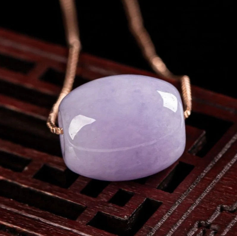 1pc Purple Violet Natural Jade Pendant Circle Bead Necklace Women Gift 07FC0E-D4 - KOEEK