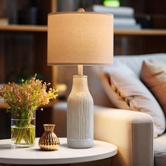 23.75-Inch Modern Ceramic Table Lamp (Set of 2), Nightstand Lamps 07FC0E-D4 - KOEEK