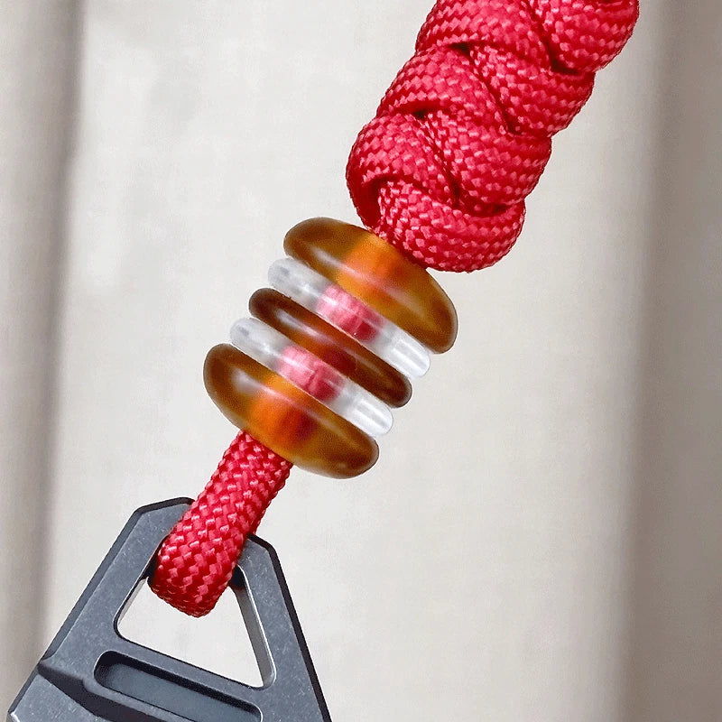 Ultem PEI Acrylic Knife Lanyard Bead Keychain Parachute Cord Pendant DIY 07FC0E-D4 - KOEEK