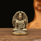 Antique Brass Small Portable Buddha Pocket Buddha Bronze Pendant Decoration 07FC0E-D4 - KOEEK