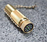 Hot EDC Brass Waterproof Pill Case Container Box Pendant w/ Compass Outdoor Tool 07FC0E-D4 - KOEEK