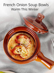 French Onion Soup Servers, Ceramic Soups with Handles, 18 OZ Servers for Cereal 07FC0E-D4 - KOEEK