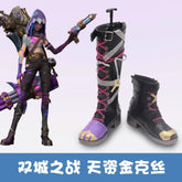 Arcane LOL League of Legends Jinx Cosplay Long Boots Zipper Flat Shoes Cosplay 07FC0E-D4 - KOEEK
