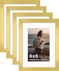6x8 Photo Frame Gold Set, Wooden Photo Frame with Liner (4x6 Size) 07FC0E-D4 - KOEEK