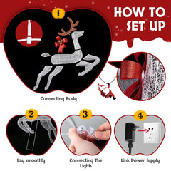 Lighted Christmas Decorations Reindeer & Sleigh Deer Set for Indoor Home Outdoor 07FC0E-D4 - KOEEK