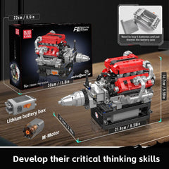 new Mould King 10204 V8 Engine Motor Model Building Block Toy Gift MOC Collector MOULD KING - KOEEK