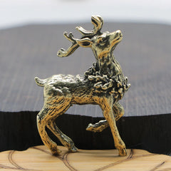 2pcs Solid Brass Deer Figurine Small Statue Home Ornaments Animal Figurines Gift 07FC0E-D4 - KOEEK