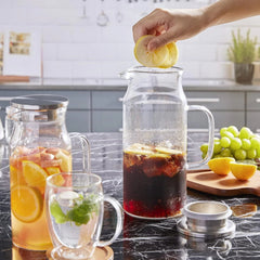 2 Liter 68 oz Glass Pitcher with Lid and Spout, Glass Carafe Hot/Cold Water 07FC0E-D4 - KOEEK