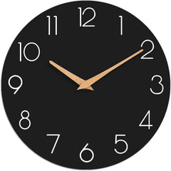 Wall Clock,14''Wooden Silent Non-Ticking, Decorative Battery Operated Wall Clock 07FC0E-D4 - KOEEK