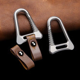 TC4 EDC Titanium Alloy + Leather Keychain Carabiner Portable Car Key Bag Pendant EDC - KOEEK