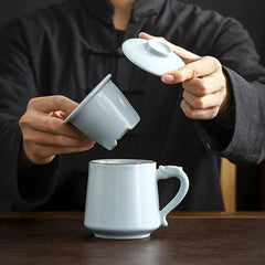 Ru Kiln Office Tea Cup Tea Separation Cup Large Capacity Ceramic Mug 07FC0E-D4 - KOEEK