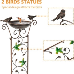 Garden Trellis Bird Bath Outdoor, 40 Inch Antique Iron Garden Plant Trellis 07FC0E-D4 - KOEEK