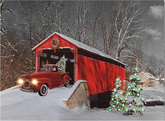 LED Wall Art - Lighted Red Truck Covered Bridge Canvas Print - Christmas Picture 07FC0E-D4 - KOEEK