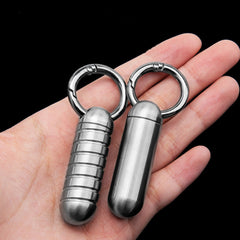 EDC Mini Pure Titanium Waterproof Case Pendant Pill Holder w/ Openable Keyring 07FC0E-D4 - KOEEK