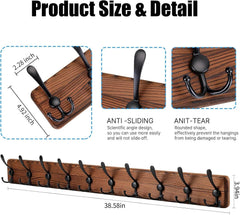 Rustic style 38.6-inch large coat rack wall-mounted 07FC0E-D4 - KOEEK