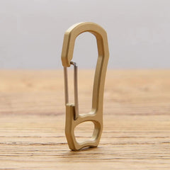 Solid Brass Carabiner Key Ring Key Chain Buckle Clip Snap Hook Handbag Clasp EDC 07FC0E-D4 - KOEEK