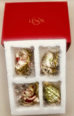 LENOX Jingle Bell Ornament 4 PC. Set Mr&Mrs Claus Snowman $ Christmas Tree NIB LENOX - KOEEK