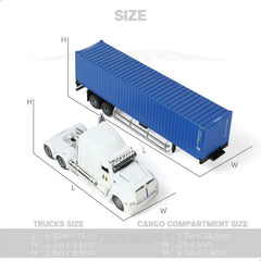 Kenworth W900 1:50 Diecast Truck & Container Trailer, Alloy Heavy Haul Toy Model 07FC0E-D4 - KOEEK