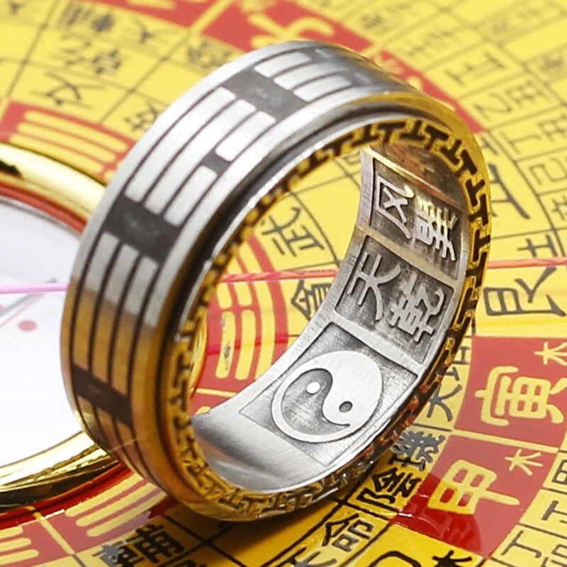 Chinese Magic Ring Taoist Yin Yang Ba Gua Spinner Feng Shui Amulet Talisman 07FC0E-D4 - KOEEK