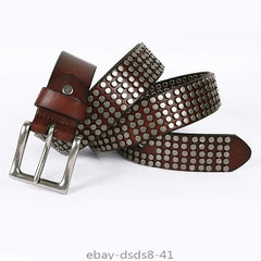 Men Leather Rivet Belts Male Punk High Quality Fashion Square Belt 07FC0E-D4 - KOEEK