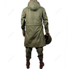 Military US Army M47 Jacket Trench Coat Mens Spring Fall Zip Hooded Windbreaker 07FC0E-D4 - KOEEK