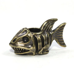 EDC Brass Fish Shape Lanyard Bead Knife Paracord Pendant Keychain DIY Beads Gift 07FC0E-D4 - KOEEK