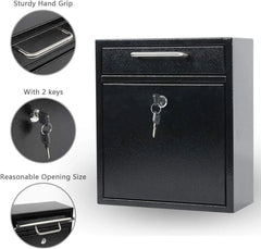 Steel Key Lock Outdoor Mailbox, Locking Wall Mounted Mailbox, Large Black 07FC0E-D4 - KOEEK