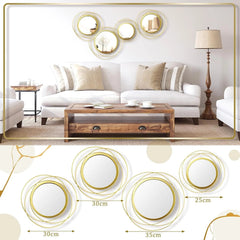 4 Pcs Decorative Wall Mirror Round Mirror Gold Circle Mirror Ring Metal Mirror 07FC0E-D4 - KOEEK