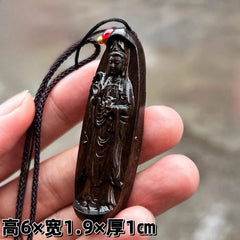 6cm Retro Agarwood Handmade Carve Guanyin Pendant Necklace Handicraft Chinese 07FC0E-D4 - KOEEK