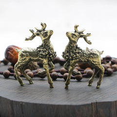 2pcs Solid Brass Deer Figurine Small Statue Home Ornaments Animal Figurines Gift 07FC0E-D4 - KOEEK
