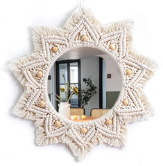 Boho Wall Decor Mirror Circle Hanging Mirror for Bedroom Living Room Home Decor 07FC0E-D4 - KOEEK