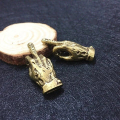 Brass Hand Middle Finger Up Keychain Pendant Trinket Hanging Jewelry Ornament 07FC0E-D4 - KOEEK