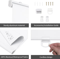 Wireless blackout roller blinds, cord spring system indoor blinds 07FC0E-D4 - KOEEK