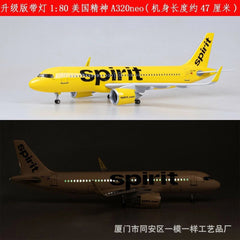 1/80 The USA Airbus A320neo passengerPlane Yellow Voice Light & Wheels Display 07FC0E-D4 - KOEEK