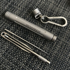 EDC Outdoor Key Titanium TC4 Multi Tools Set Holder Toothpick Tweezers Earpick 07FC0E-D4 - KOEEK