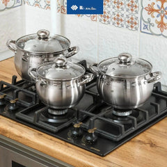 6 Piece Stainless Steel Induction Cookware Set -Dishwasher Safe with Lid, Silver 07FC0E-D4 - KOEEK