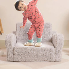 Kids Chairs for Toddler, 2-in-1 Toddler Soft Sherpa Couch Fold Out, Convertible 07FC0E-D4 - KOEEK
