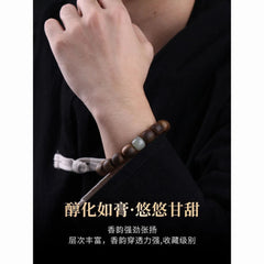12mm Vietnamese Nha Trang Agarwood Natural Prayer Beads Bracelet Men Aged Qi Nan 07FC0E-D4 - KOEEK