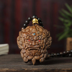 Amulet Double Sided Ornament Yellow Kyara Agarwood Pendant Carved Taotie 07FC0E-D4 - KOEEK