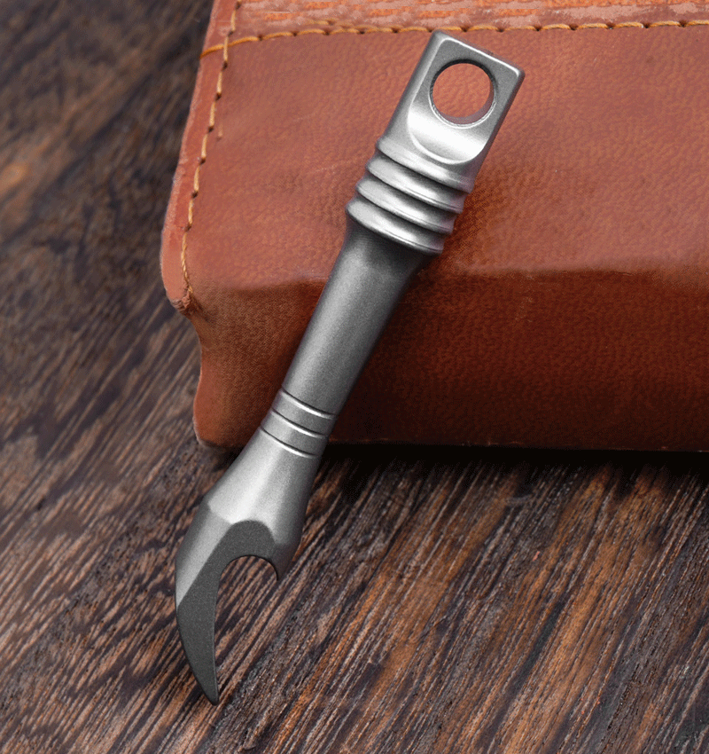 Mini Titanium Keychain Pry Bar Crowbar Bottle Opener Necklace Pendant Multi EDC 07FC0E-D4 - KOEEK