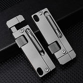 EDC Titanium Alloy Multi Tools Adjustable Wrench Pocket with Bit Holder Keychain 07FC0E-D4 - KOEEK