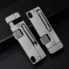 EDC Titanium Alloy Multi Tools Adjustable Wrench Pocket with Bit Holder Keychain 07FC0E-D4 - KOEEK