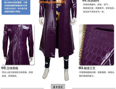 Movie Suicide Squad The Joker Jared Leto Cosplay Costume Purple Trench Coat Suit 07FC0E-D4 - KOEEK